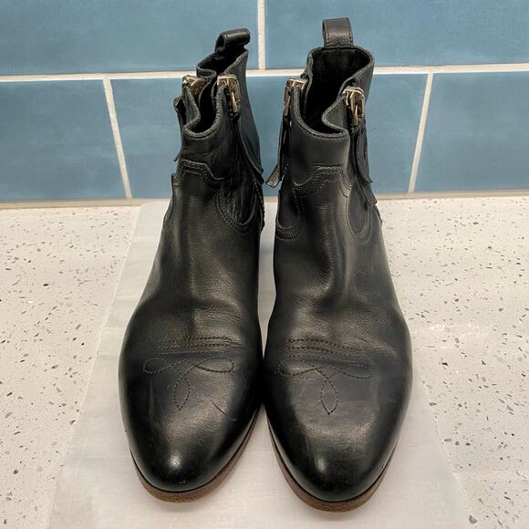 Golden Goose Deluxe Viand Leather Ankle Boots Black 37 Exposed Zip Closure - Picture 1 of 9